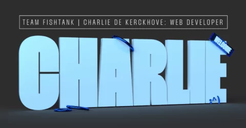 Large, light-blue, three-dimensional letters spelling 