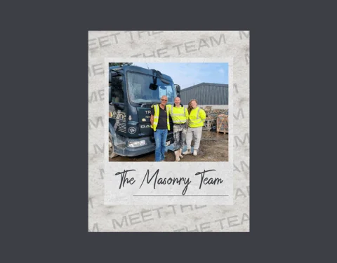 Trad Stone social media template used on an image of the masonry team